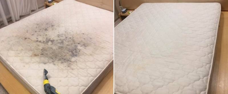 Špinavá a matrace opřed a po hloubkovém čištění matrací v Praze